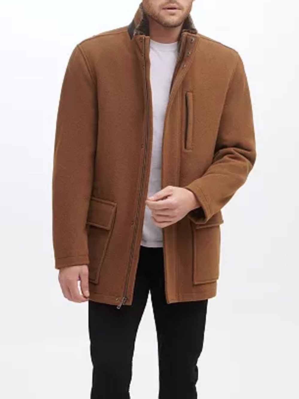 Cole Haan Camel/Tan Wool Blend Pea Coat